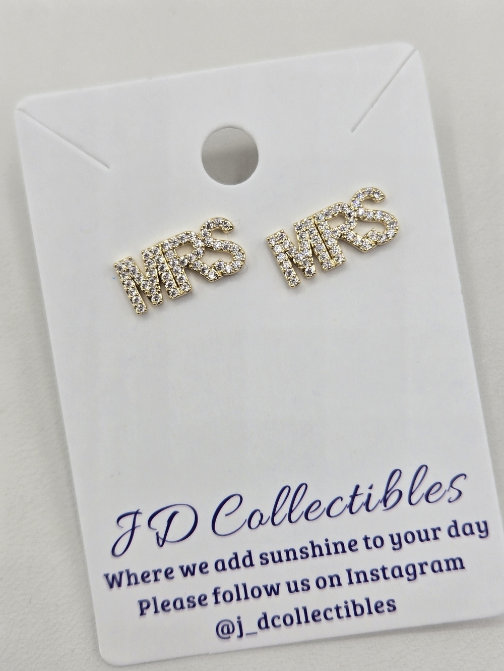 Swarovski Crystal Elements Gold MRS Earrings Anniversary Wedding Bridal Stud - Picture 3 of 5